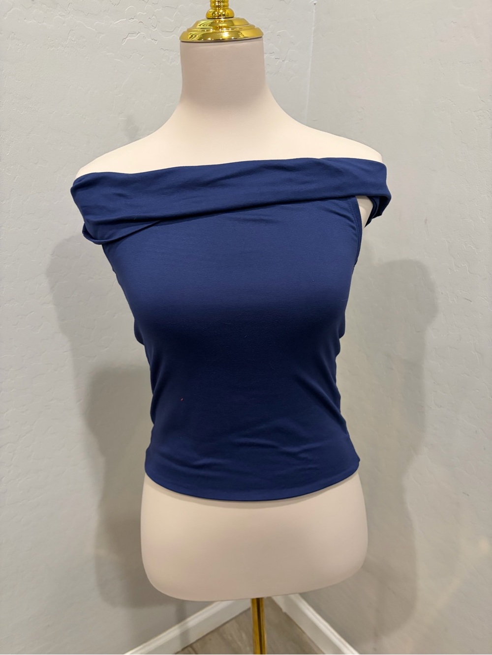 Off-Shoulder Navy Crop Top